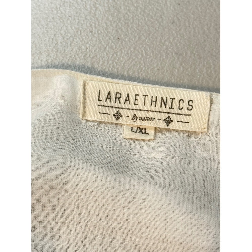 Laraethnics Kimono Top White Embroidered Fringe Tassel Boho Women L/XL - Picture 4 of 7